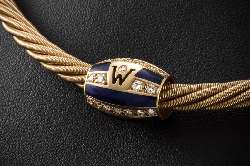 Wellendorff Ronde Anhänger Salome Blau 0,72 Ct. Diamanten 750er Gelbgold 