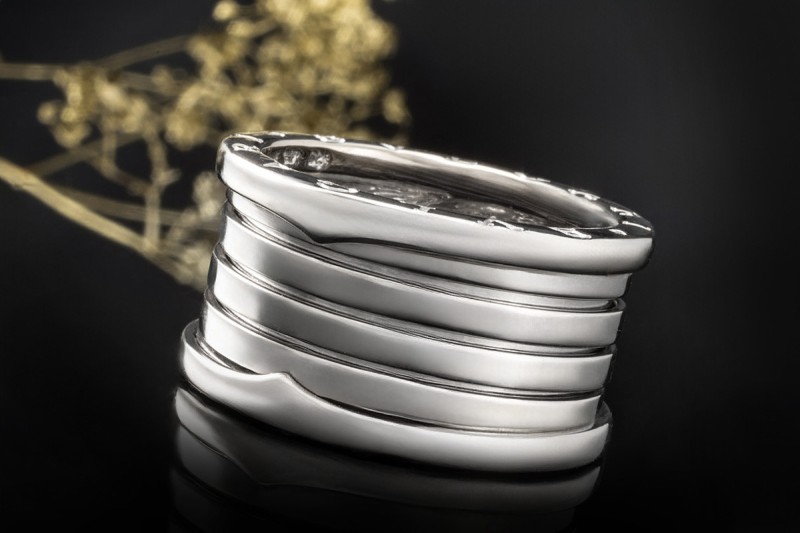 BVLGARI B.zero1 5-Band Ring beweglich in 750er Weißgold Neuwertig Gr. 62 