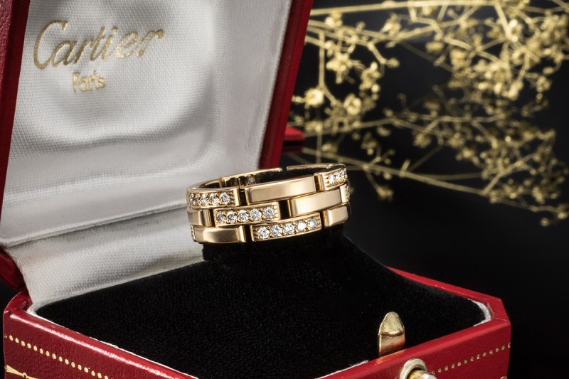 Cartier Ring Maillon Panthère in Gelbgold 750 mit Diamanten 59 Full Set 
