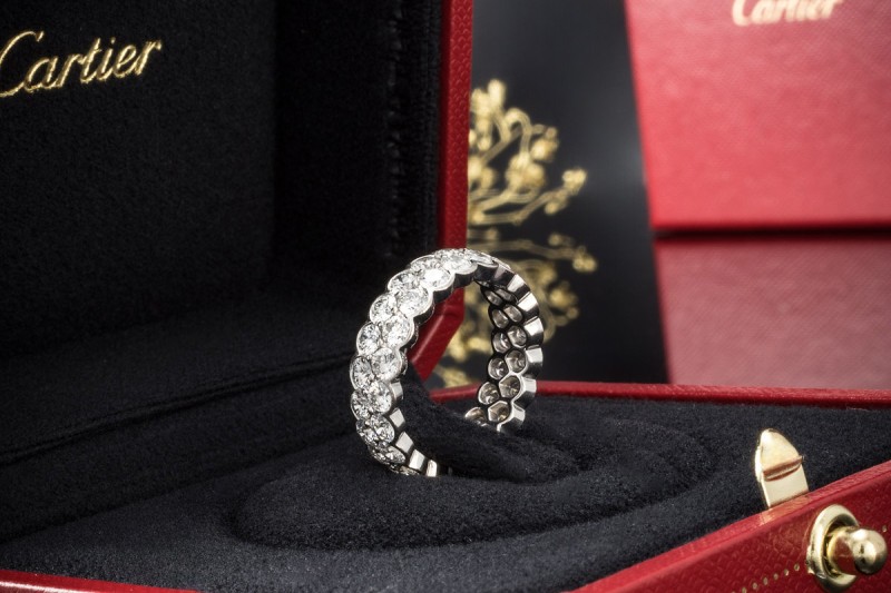 Broderie de Cartier Ring Trauring Zweireihig mit Diamanten Weißgold 750 