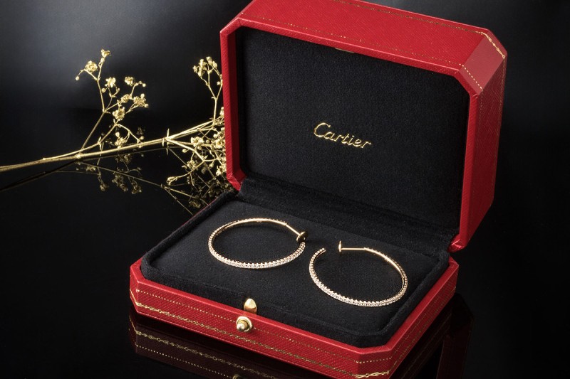 Creolen Ohrringe Etincelle de Cartier Diamanten Großes Modell Roségold 