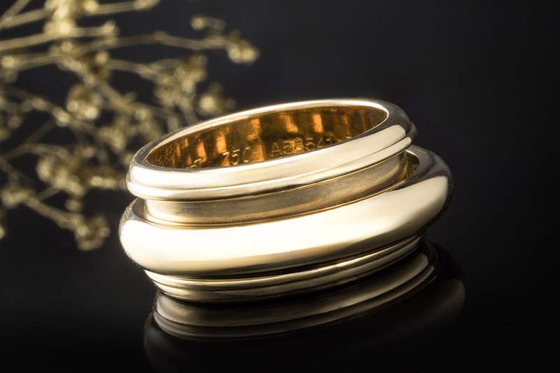 Piaget Ring Possession Drehring XL Kult Modell 1990 Gr. 59 Gelbgold 750 