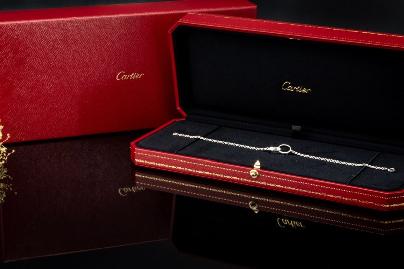 Cartier Love Armband an einer Kette Ringe Armkette in 750er Weißgold OVP 