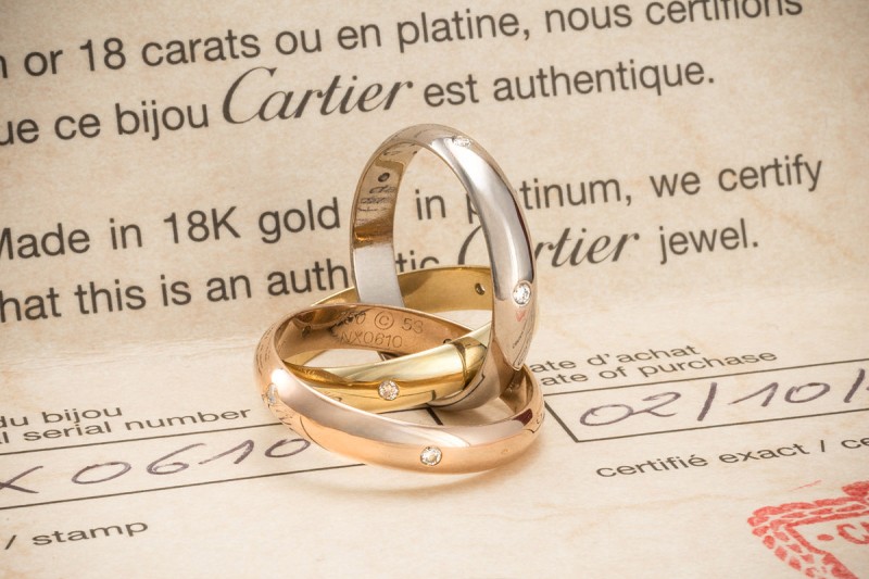 Cartier Trinity Ring Klassisch mit 15 Diamanten Gold 750 Gr. 53 Full Set 