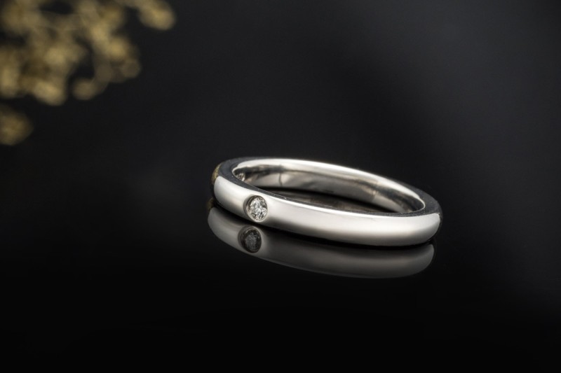 Tiffany & Co. Ring Elsa Peretti Solitär Bandring Diamant in 950er Platin 