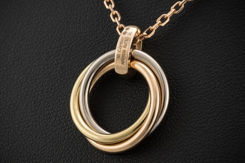 Cartier Trinity Collier Anhänger Mittleres Modell mit Diamanten Full Set 