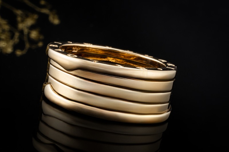 BVLGARI B.zero1 Ring 4-Band beweglich in 750er Gelbgold Massiv Größe 64 
