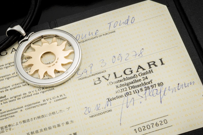 BVLGARI Tondo Sun Collier XL Kette mit Anhänger Sonne Gold 750 Full Set 