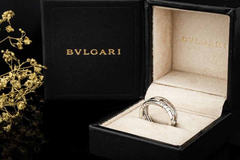 BVLGARI Parentesi Ring Offenes Design in 750er Weißgold OVP Größe 55 