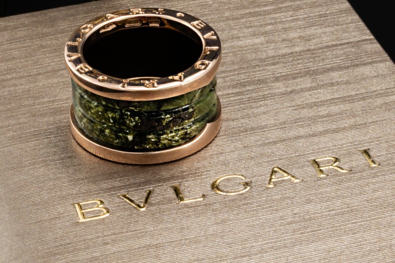 BVLGARI B.zero1 Ring 4-Band Marmor Grün Naturstein 750er Roségold Gr. 50 