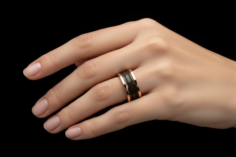 BVLGARI B.zero1 Ring 4-Band Marmor Braun Naturstein 750er Roségold Gr 56 