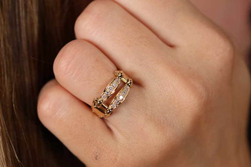 Hermes Paris Ring mit Diamanten Brillanten Klassisch in 750er Gelbgold 