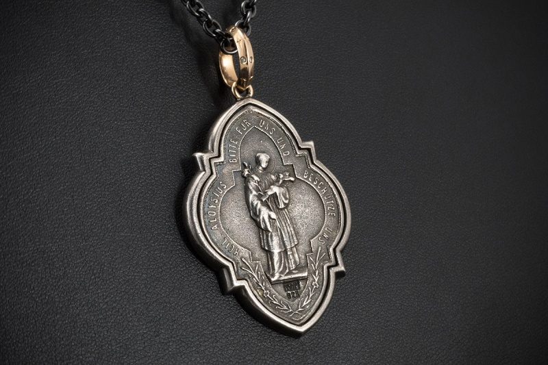 SÉVIGNÉ Collier Kette mit Anhänger Jungfrau Maria / Aloisius von Gonzaga 