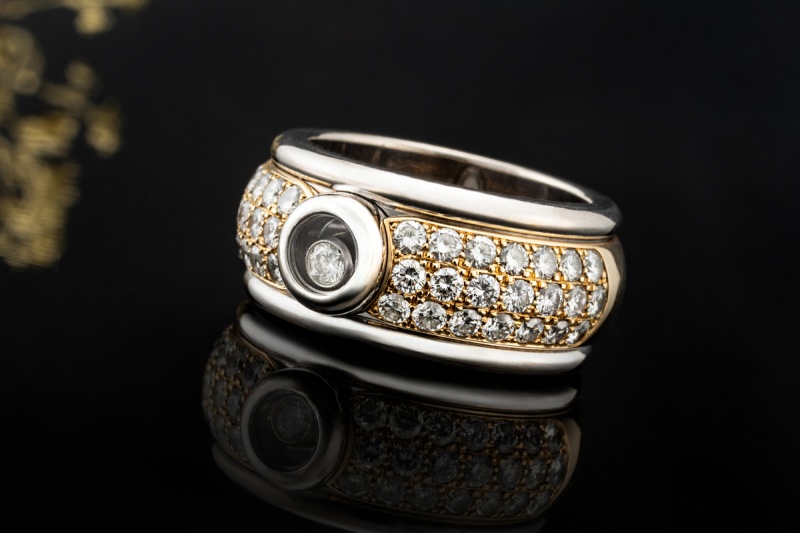 Chopard Happy Diamonds Ring Massiv mit Diamanten Weissgold Gelbgold 750 