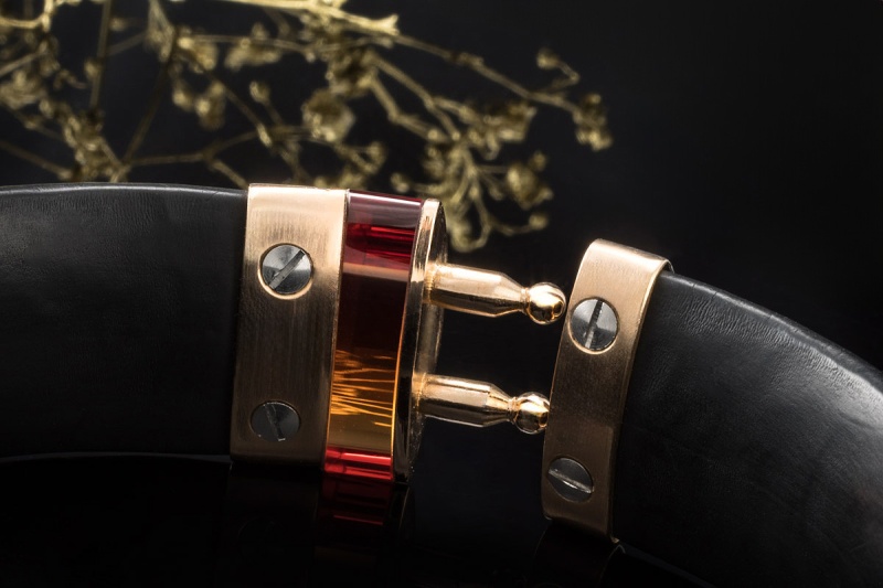 Bunz Design Armreif mit Citrin in Kautschuk an 750er Roségold und Platin 