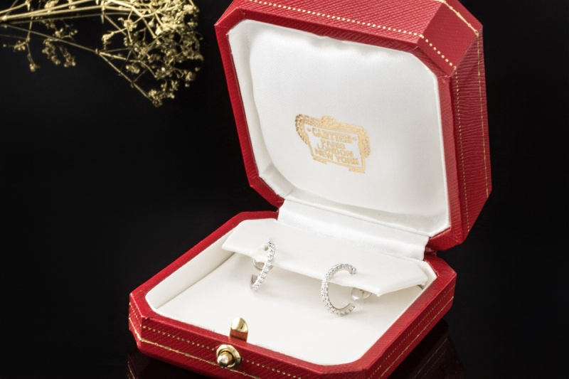 Creolen Ohrringe Etincelle de Cartier Diamanten Kleines Modell Weißgold 