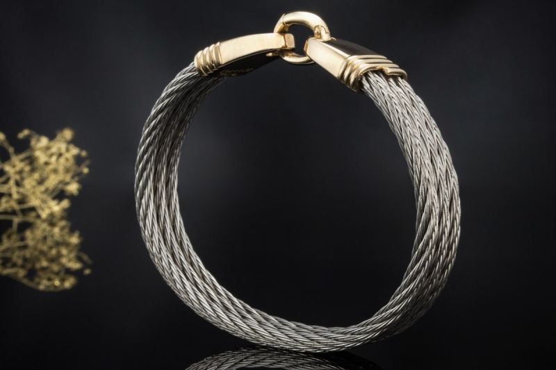 Fred Paris Armband Bracelet Force 10 Segelseil geflochten Gelbgold 750 