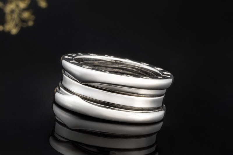 BVLGARI B.zero1 Ring 2-Band Modell beweglich in 750er Weißgold Größe 51 