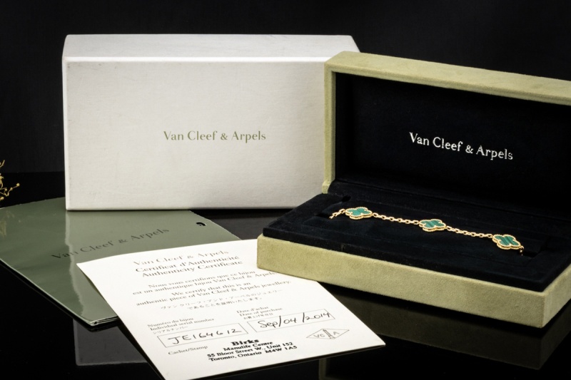 Van Cleef & Arpels Armband Vintage Alhambra Malachit Gelbgold Full Set 