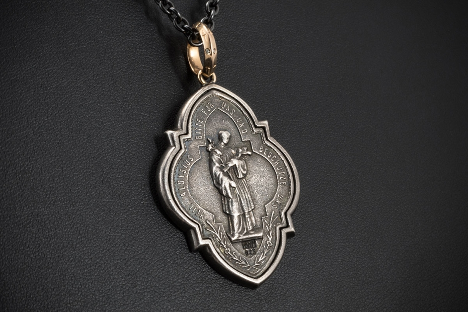 SÉVIGNÉ Collier Kette mit Anhänger Jungfrau Maria / Aloisius von Gonzaga 