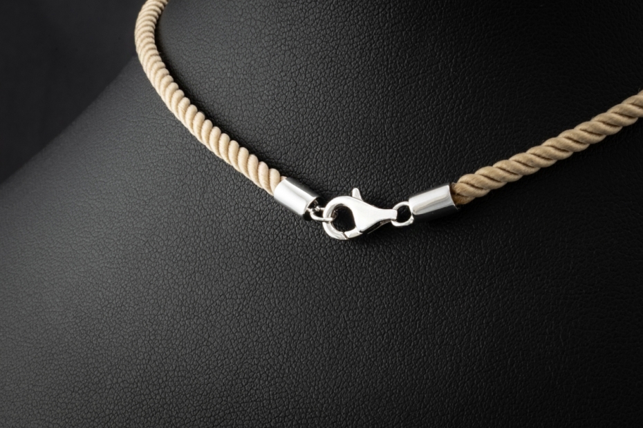 Südsee Perlen Collier mit Diamanten an Kordel in 750er Roségold Weißgold 