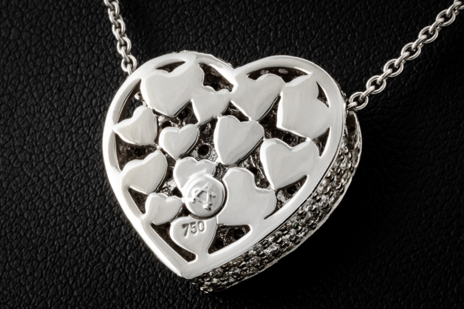 Al Coro Herz Collier Kette mit Anhänger mit Diamanten in 750er Weißgold 