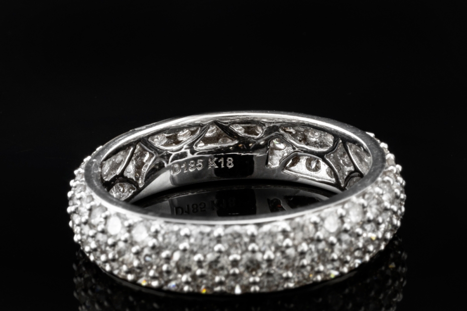 Memoire Ring Bandring mit Diamanten Goldschmiedearbeit in 750er Weißgold 