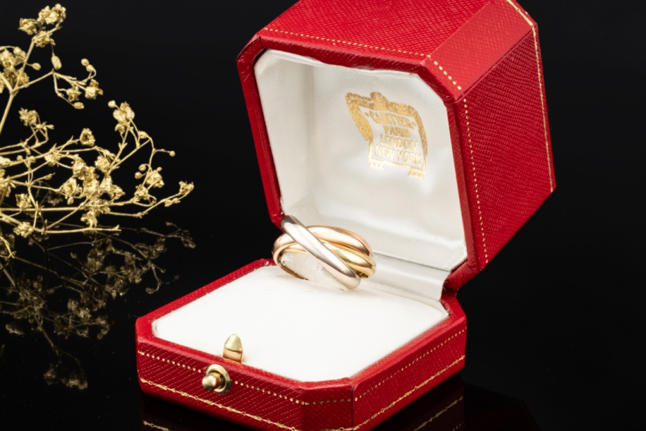 Trinity de Cartier Ring Vintage Modell Roségold Gelbgold Weißgold Gr. 57 