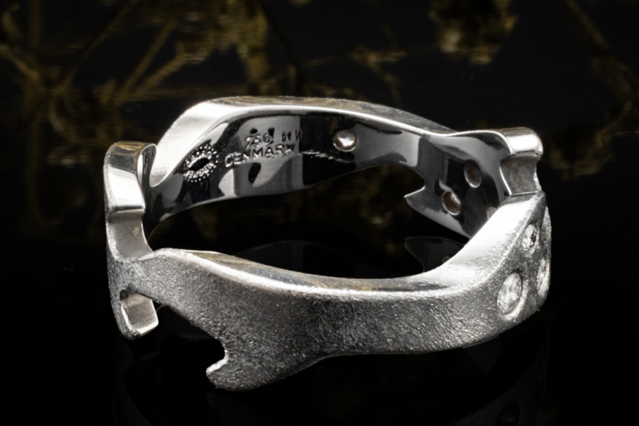Georg Jensen Ring mit Diamanten Außergewöhnliche 750er Weißgold Arbeit 