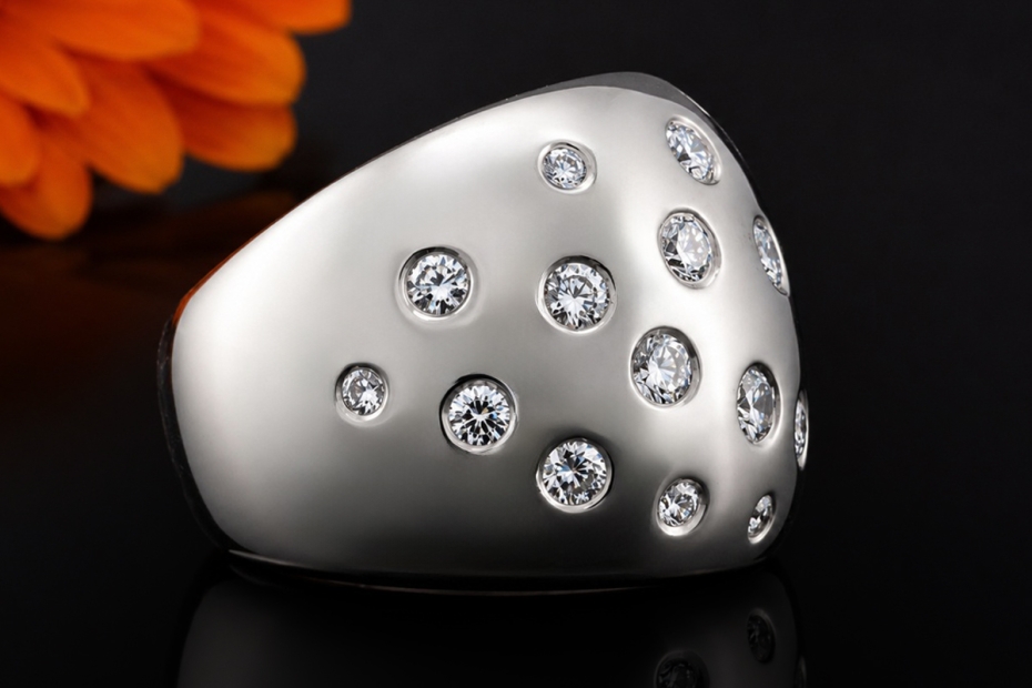 Massiver Ring Sternenhimmel Design aus Diamanten in Weißgold 750 Massiv 