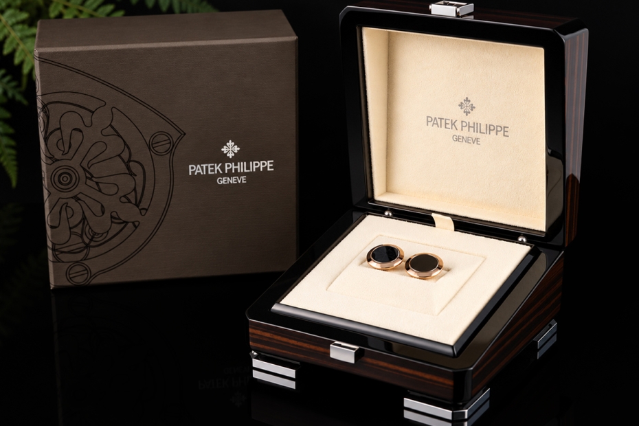Patek Philippe Calatrava Manschettenknöpfe mit Onyx in Roségold 750 OVP 