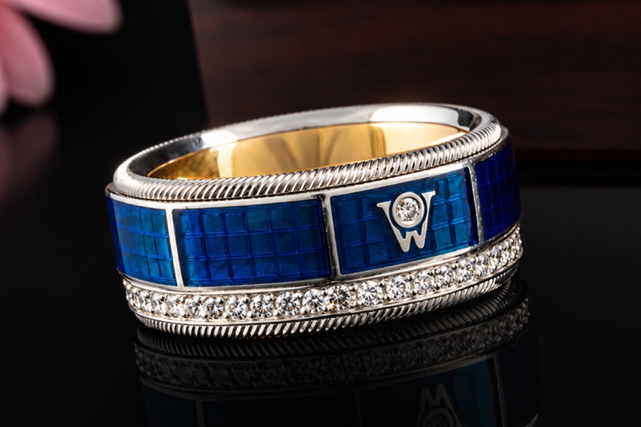 Wellendorff Ring Blaue Lagune Drehring mit Diamanten in 750er Weißgold 