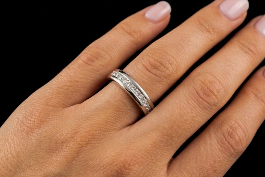 Memoire Ring Eckige Princess Cut Diamanten 1,20 Carat in 750er Weißgold 