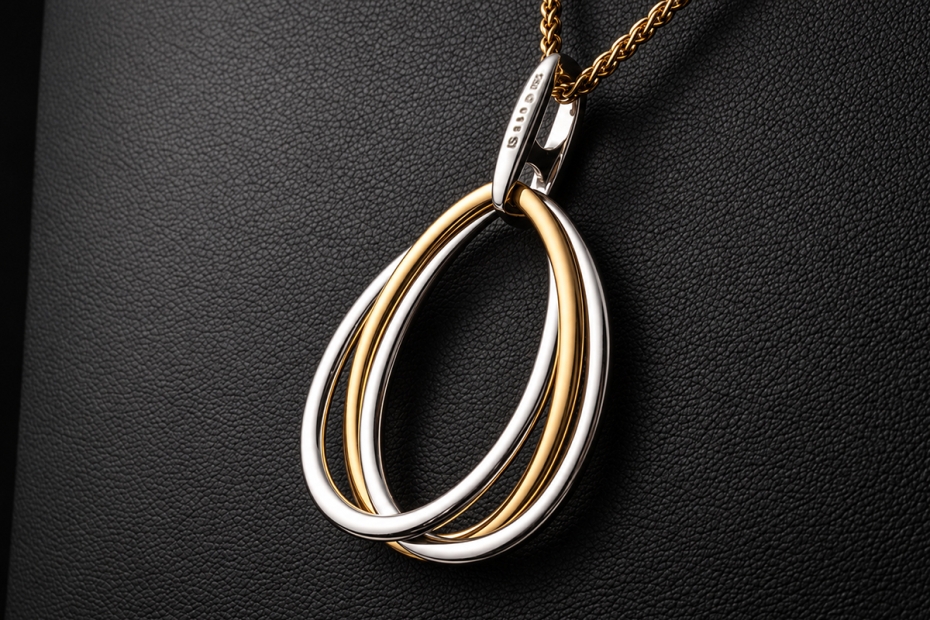Baume & Mercier Collier 80 cm Diamant Anhänger in 750er Gold dreifarbig 