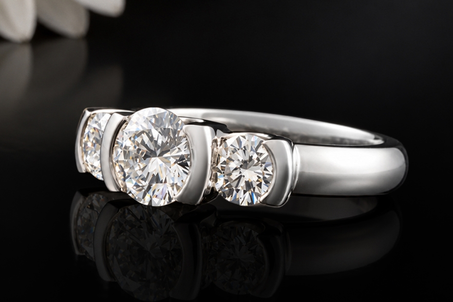 Trilogie Brillantring 1,78 Carat natürliche Diamanten in 750er Weißgold 