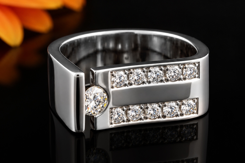 Außergewöhnlicher Designer-Ring Spannring mit Diamanten in Weißgold 750 