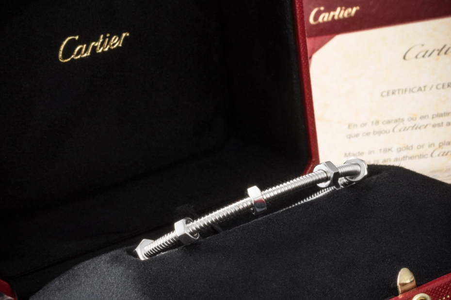 Ecrou de Cartier Armreif Armband mit Muttern in Weißgold Gr. 18 Full Set 