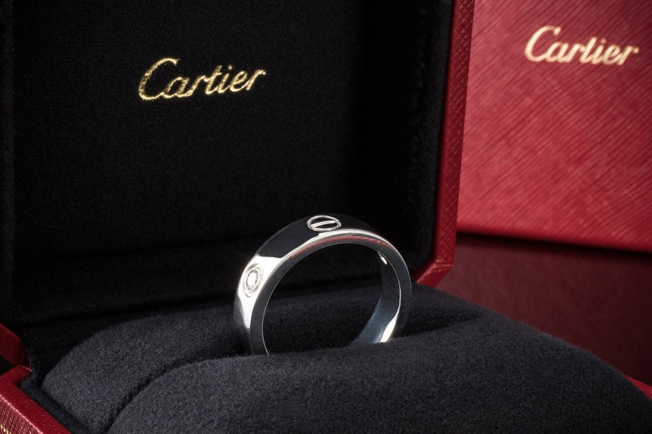 Cartier Love Ring mit 3 Diamanten in 750er Weißgold Großes Modell 58 OVP 