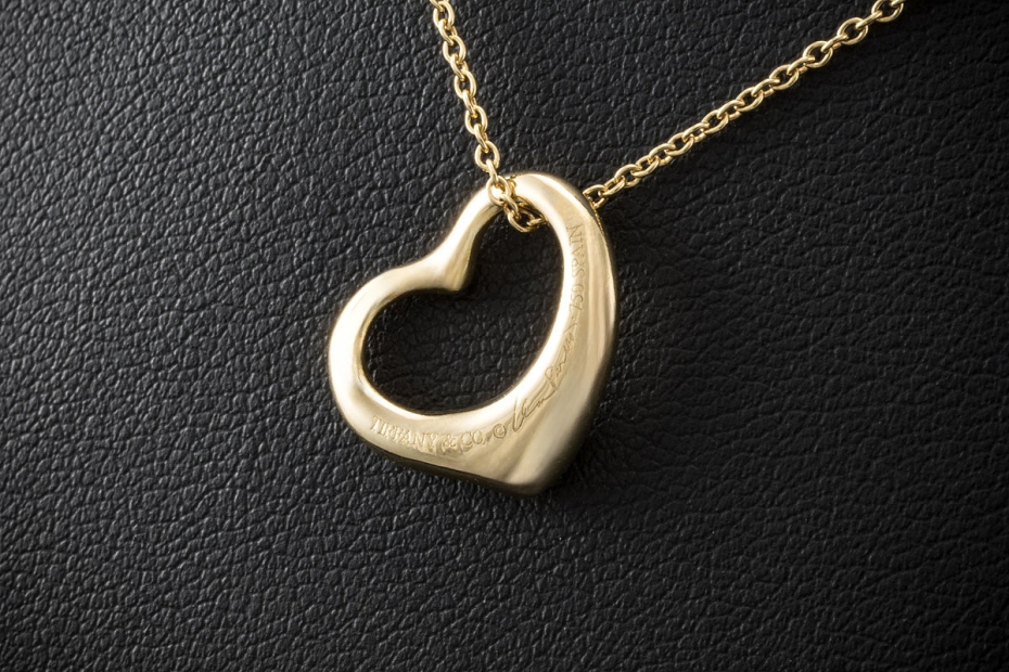 Tiffany Collier Kette Open Heart Elsa Peretti Herz 5 Diamanten Gold 750 