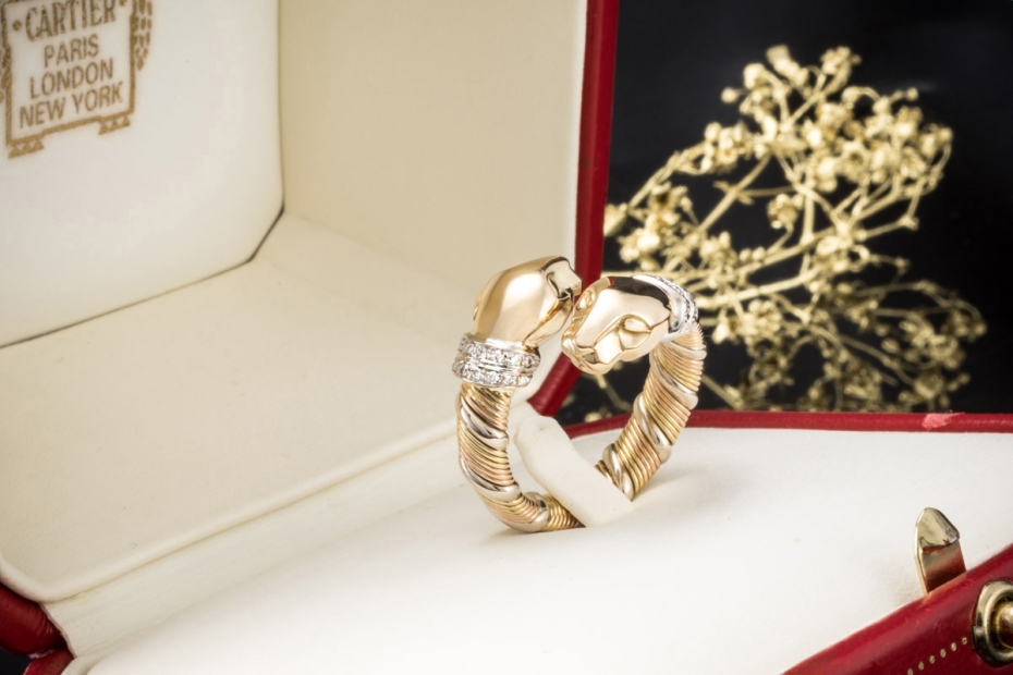 Cartier Ring Panthère de Cartier mit Diamanten Gold 750 Tricolor Full Set 