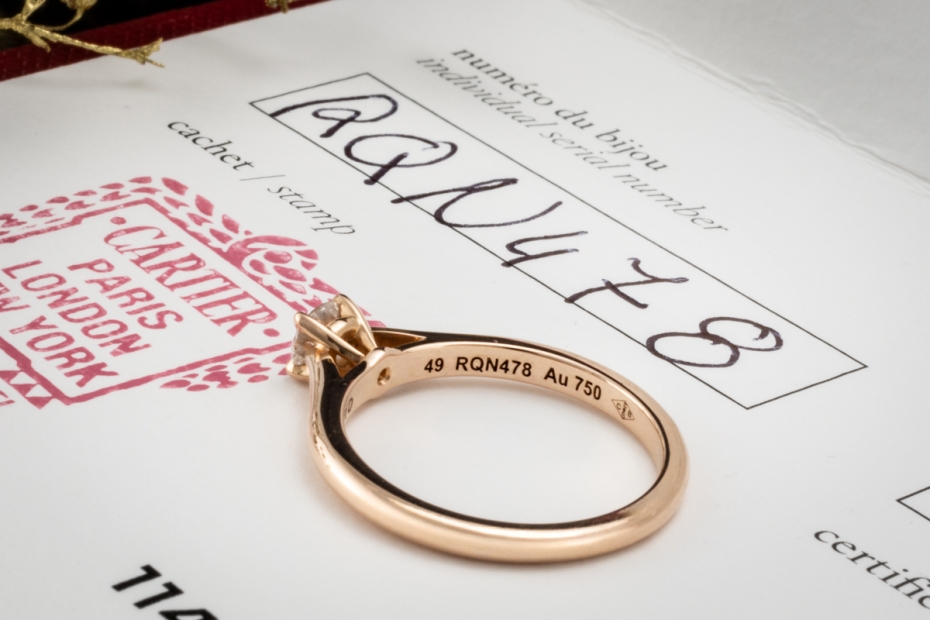 Cartier Solitär Ring 1895 mit Diamant 0,24 Carat Verlobungsring Roségold 