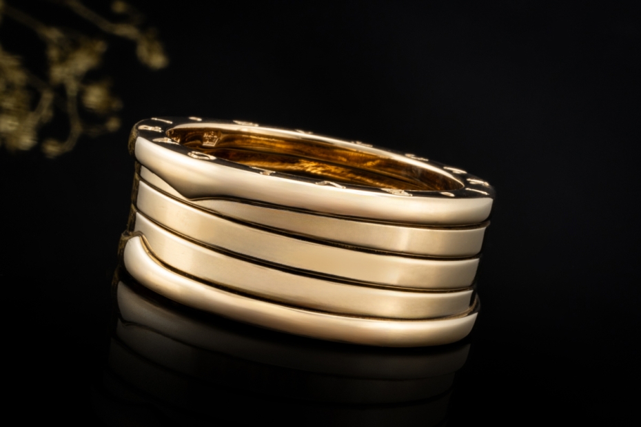 BVLGARI B.zero1 Ring 4-Band beweglich in 750er Gelbgold Massiv Größe 64 