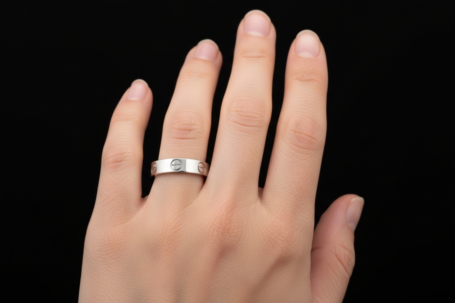 Cartier Love Ring Kleines Modell Schmal in Weißgold 750 Arbeit Größe 50 