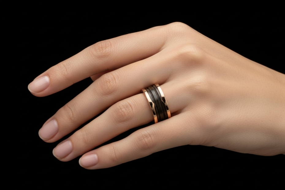 BVLGARI B.zero1 Ring 4-Band Marmor Braun Naturstein 750er Roségold Gr 52 