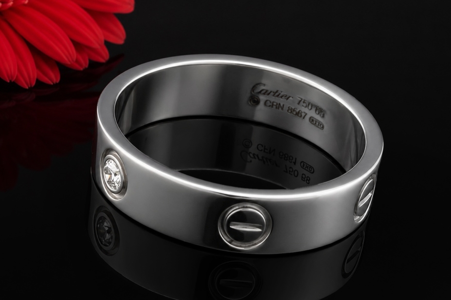 Cartier Love Ring Solitär Ring mit 1 Diamant Brillant 69 in Weißgold 750 