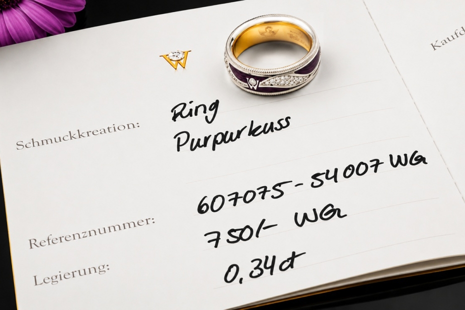 Wellendorff Ring Purpurkuss Lila Drehring Diamanten in Weißgold Full Set 