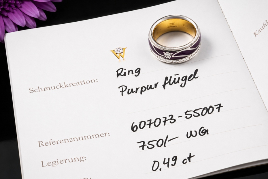 Wellendorff Ring Purpurflügel Lila Drehring Diamanten Weißgold Full Set 