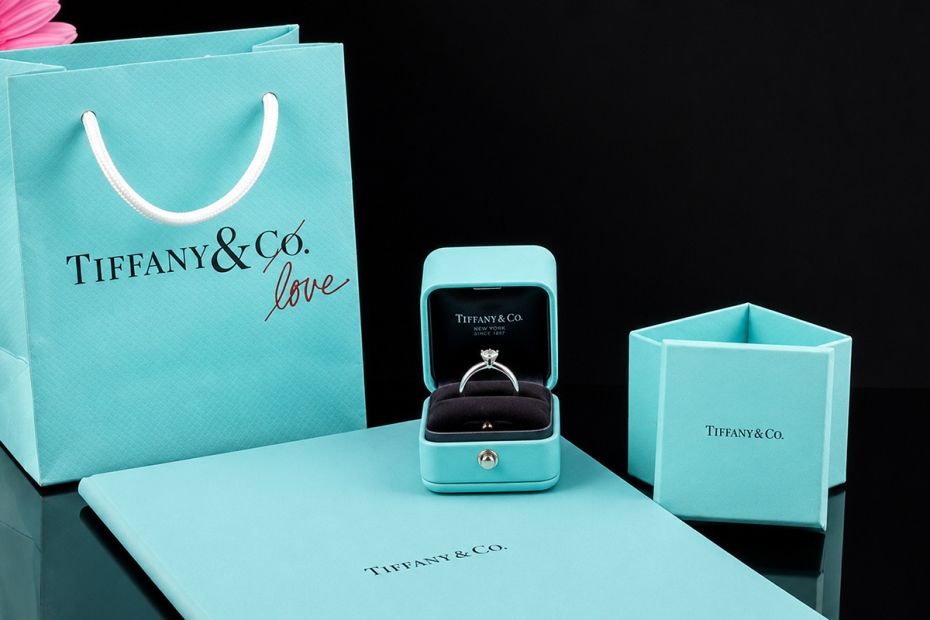 Tiffany & Co Solitär Ring Setting Diamant 0,55 Ct in Platin I love u Set 