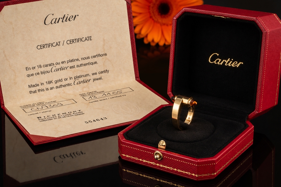 Cartier Menotte Ring mit Citrin Gelbgold 750 Full Set Neuwertige Rarität 