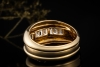 Cartier Baguette Ring Vintage mit Diamanten Halbmemoire in Gelbgold 750 